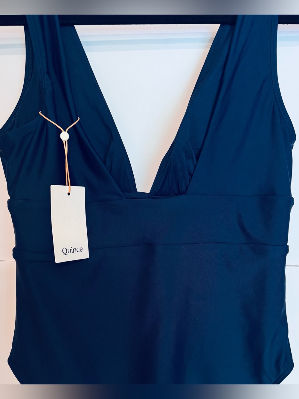 NWT Quince Italian Plunge One-Piece Swimsuit Deep Navy XL - Picture 4 of 10